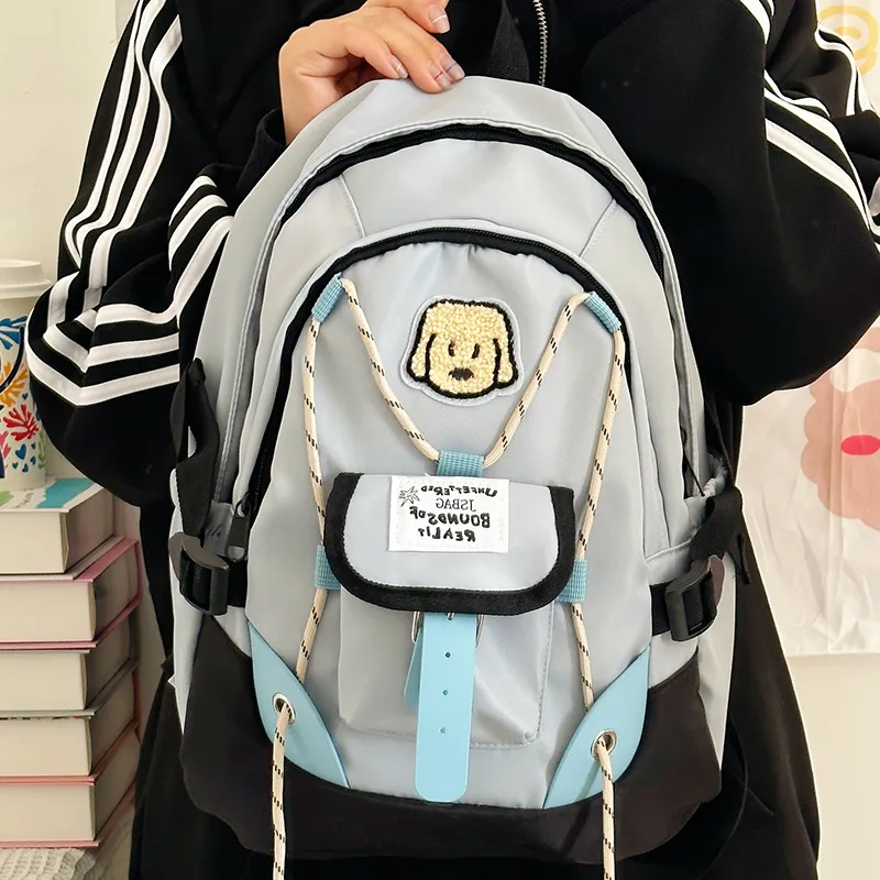 SUPERCUTE Nylon Fabric Backpack Women's Pink/White/Green/Blue-13