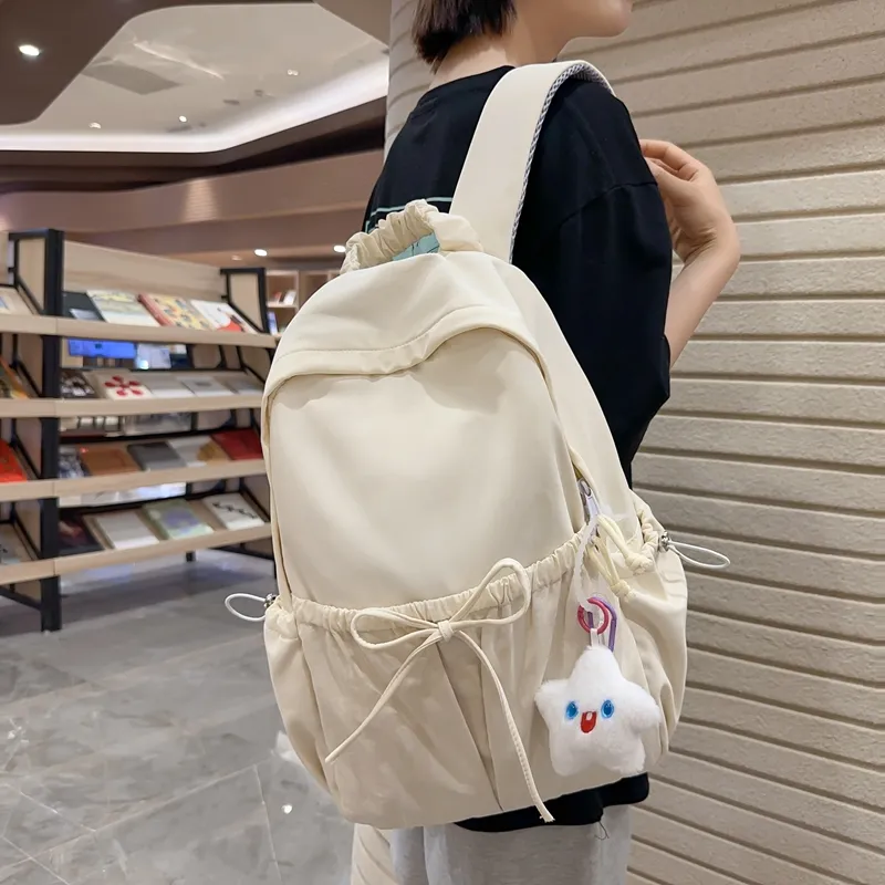 SUPERCUTE Nylon Backpack Regular Women's Blue/Beige/Pink/Black-4