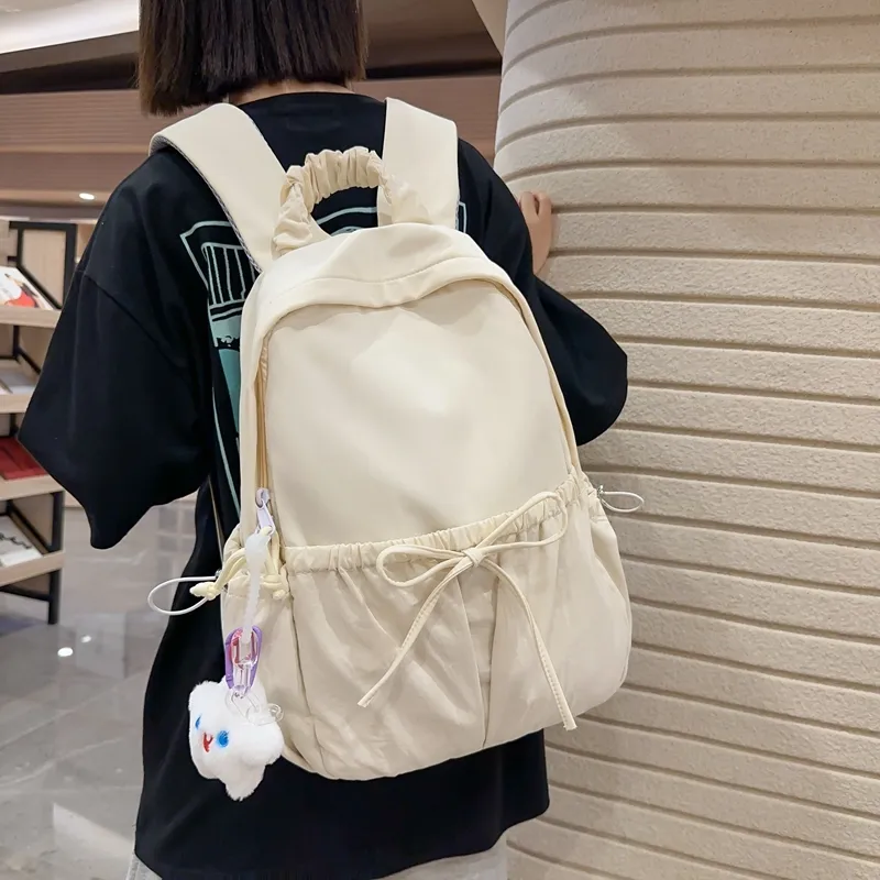 SUPERCUTE Nylon Backpack Regular Women's Blue/Beige/Pink/Black-5