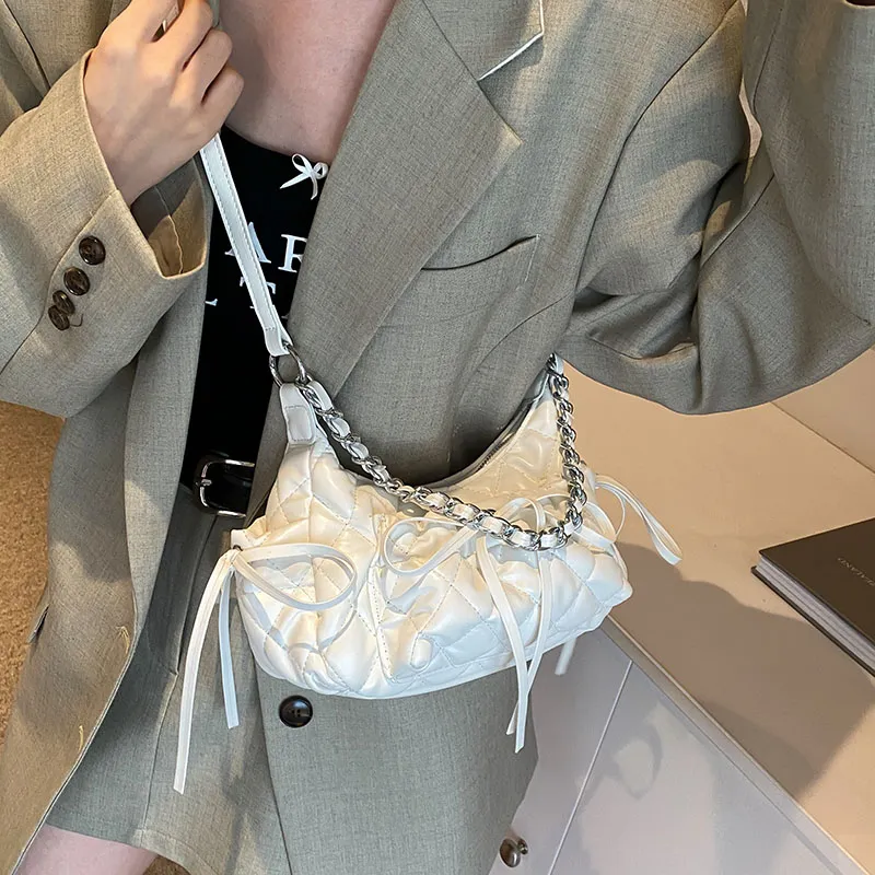 SUPERCUTE PU Shoulder Bag Portable Crossbody Bag Shoulder Bag Regular Women's Silver/Black/White-3