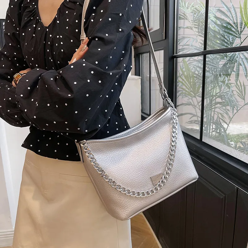 SUPERCUTE PU Crossbody Bag, Shoulder Bag Women's White/Silver/Black/Brown-18