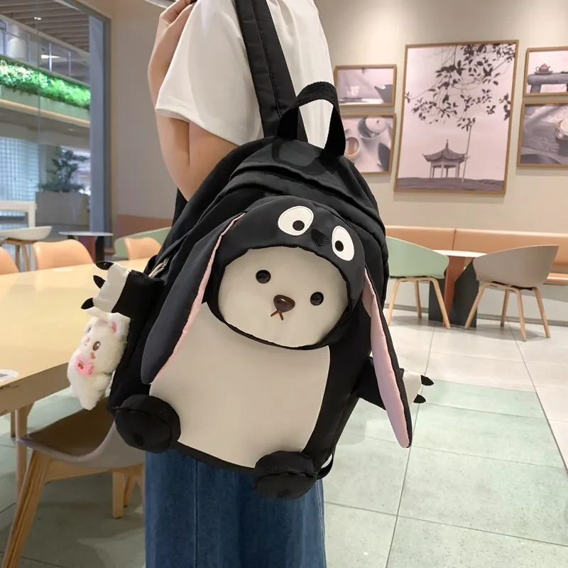 SUPERCUTE Nylon Backpack Women's Black/Pink/Dark Blue-7