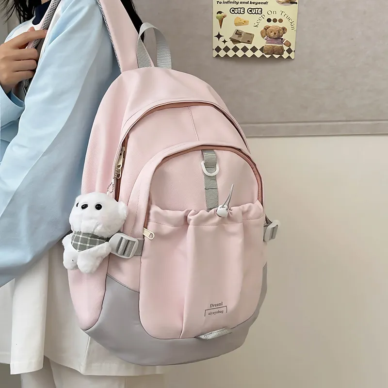 SUPERCUTE Nylon Backpack Women's Ecru/Pink/Purple/Blue/Black-11
