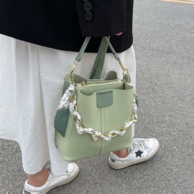 SUPERCUTE PU Crossbody One Shoulder Handbag Women's White/Black/Yellow/Green-27