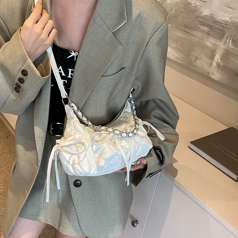 SUPERCUTE PU Shoulder Bag Portable Crossbody Bag Shoulder Bag Regular Women's Silver/Black/White-4