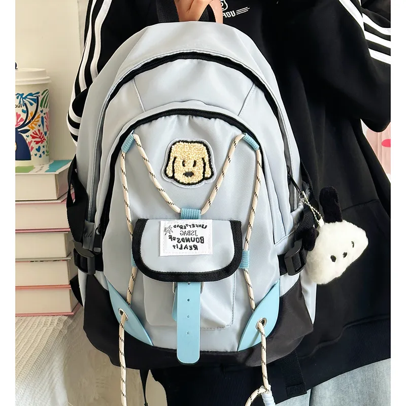 SUPERCUTE Nylon Fabric Backpack Women's Pink/White/Green/Blue-15