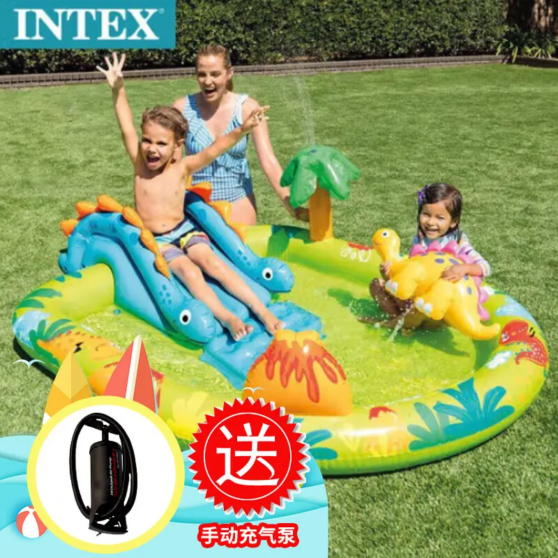 INTEX Water Slide Inflatable Pool, Inflatable Water Pool Inflatable Castle Swimming Pool Fishing Pool Water Toy Set-6