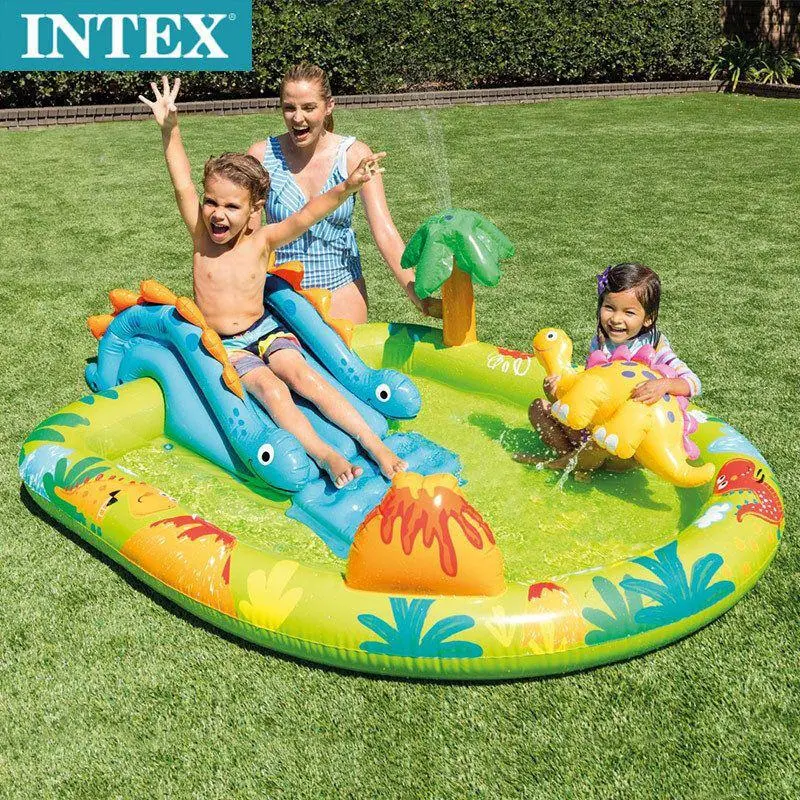 INTEX Water Slide Inflatable Pool, Inflatable Water Pool Inflatable Castle Swimming Pool Fishing Pool Water Toy Set-7