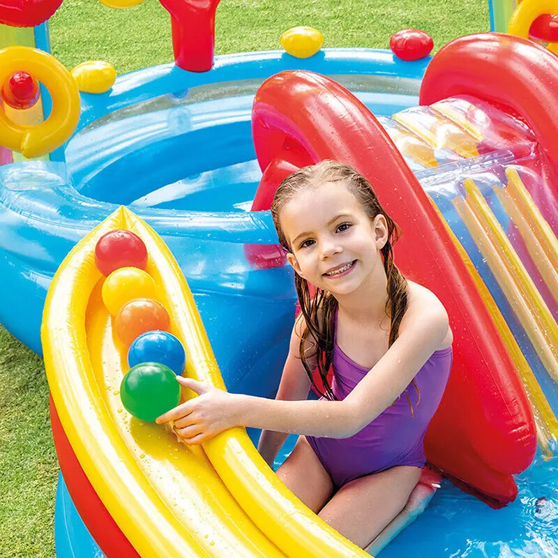 INTEX Water Slide Inflatable Pool, Inflatable Water Pool Inflatable Castle Swimming Pool Fishing Pool Water Toy Set-15