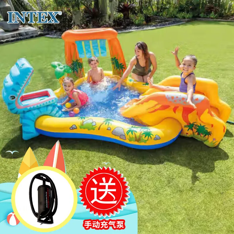 INTEX Water Slide Inflatable Pool, Inflatable Water Pool Inflatable Castle Swimming Pool Fishing Pool Water Toy Set-10