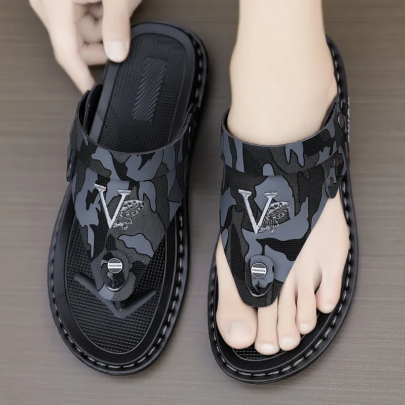 Shiozawa Rubber Sole Stitching Abrasion Resistant Slip Resistant Quick Dry Flip Flops Men's-5