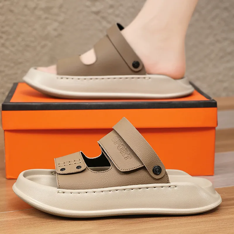 Shiozawa Beach Sandals Men Black Khaki-5