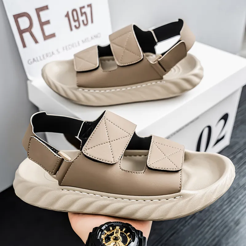 Shiozawa Beach Sandals Men Black Beige-9