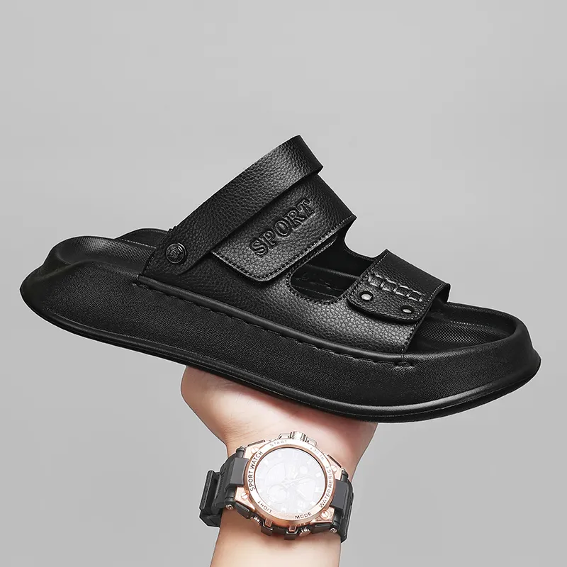 Shiozawa Beach Sandals Men Black Khaki-2