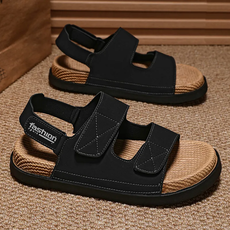 Shiozawa Beach Sandals Men Black, Yellow-2
