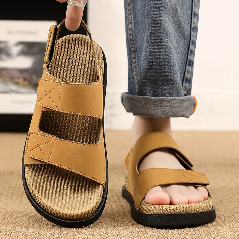 Shiozawa Beach Sandals Men Black, Yellow-12