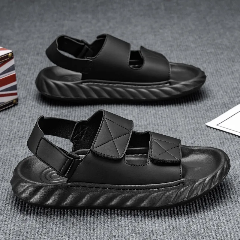 Shiozawa Beach Sandals Men Black Beige-1