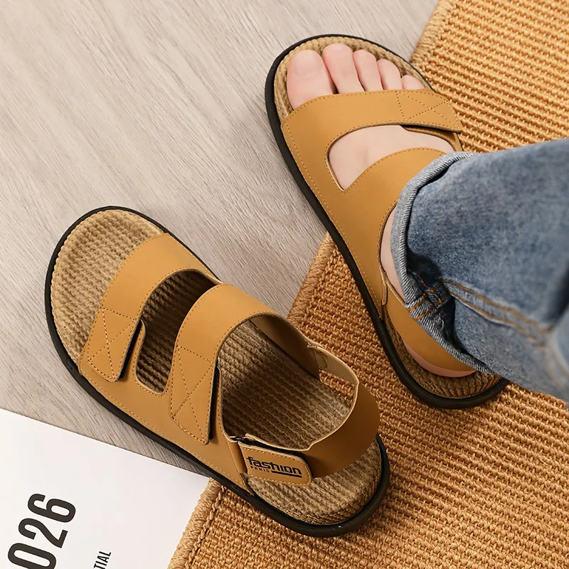 Shiozawa Beach Sandals Men Black, Yellow-13