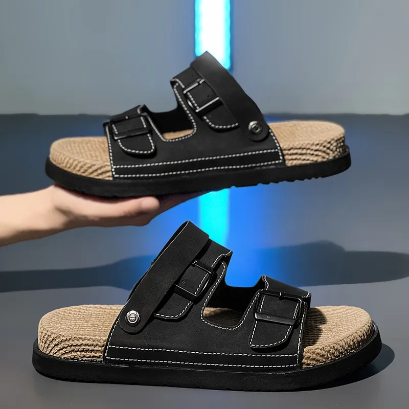 Shiozawa Beach Sandals Men Black Yellow-6