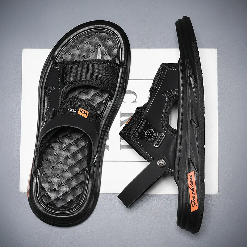Shiozawa Beach Sandals Men Black/Gray/Khaki-1