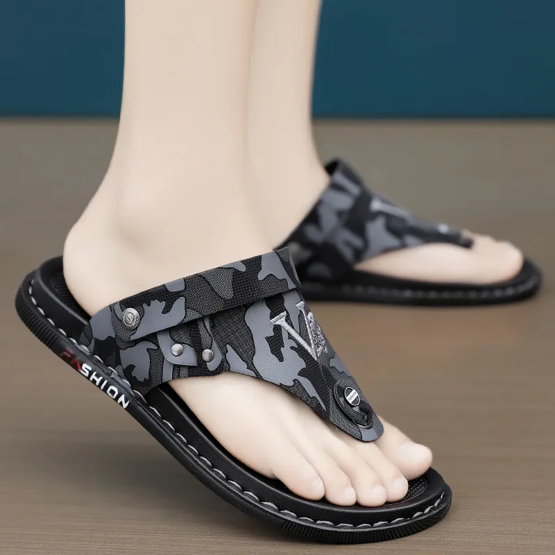 Shiozawa Rubber Sole Stitching Abrasion Resistant Slip Resistant Quick Dry Flip Flops Men's-3
