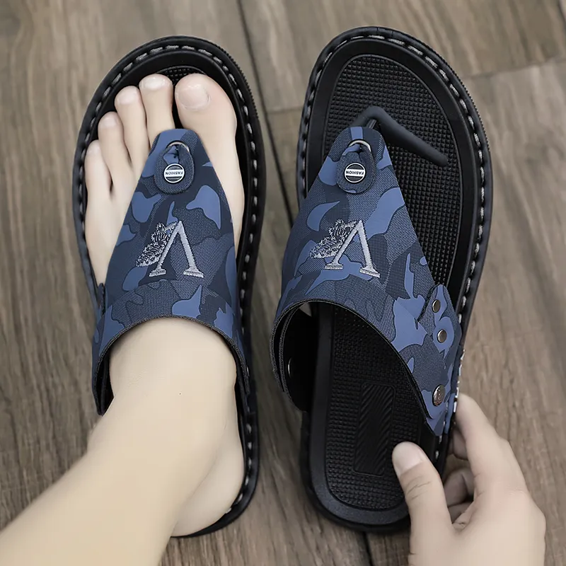 Shiozawa Rubber Sole Stitching Abrasion Resistant Slip Resistant Quick Dry Flip Flops Men's-11