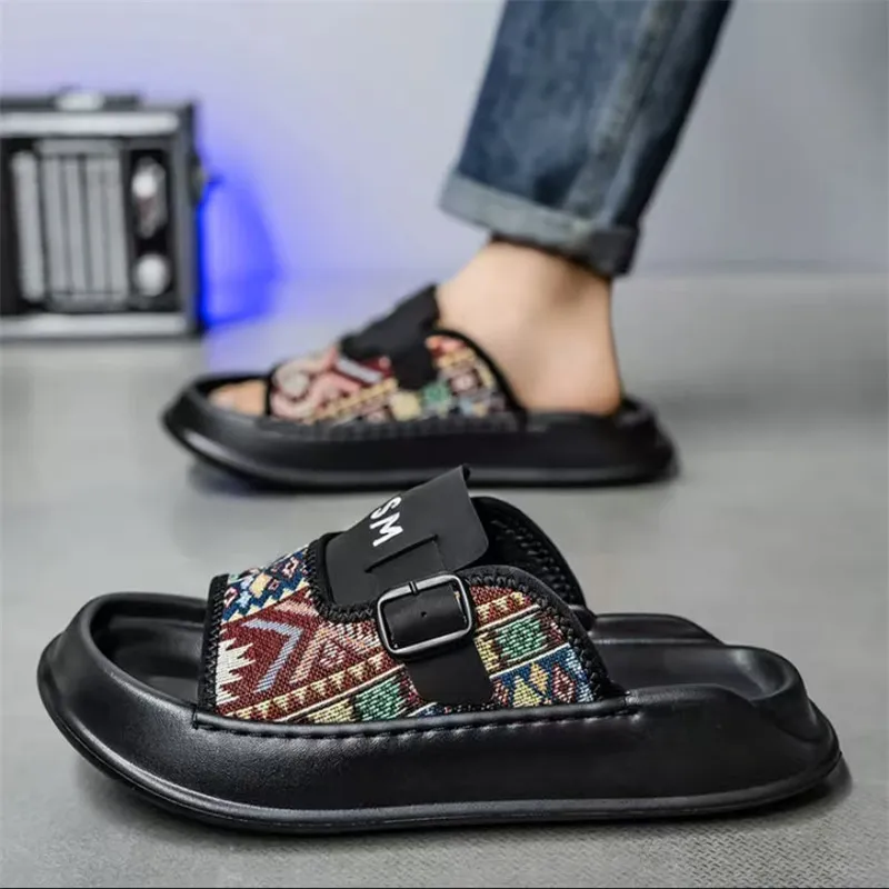 Shiozawa Rubber Sole Stitching Abrasion Resistant Slide Slippers Men's-4