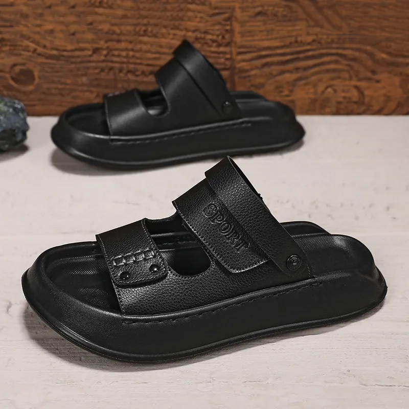 Shiozawa Beach Sandals Men Black Khaki-3