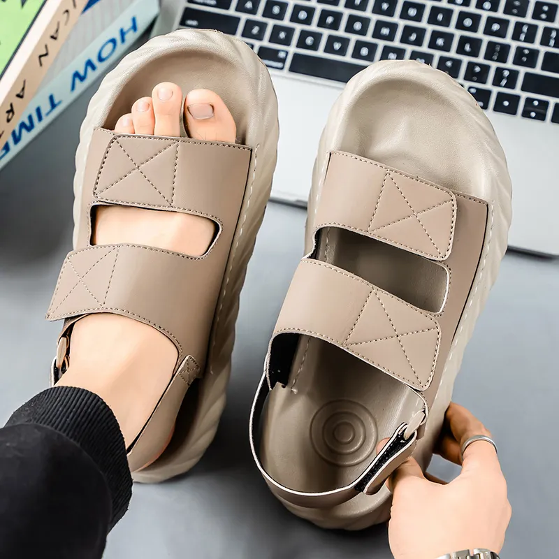 Shiozawa Beach Sandals Men Black Beige-10