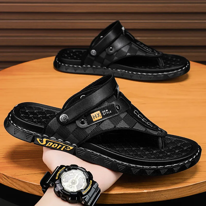 Shiozawa Rubber Sole Stitching Abrasion Resistant Flip Flops Men's-3