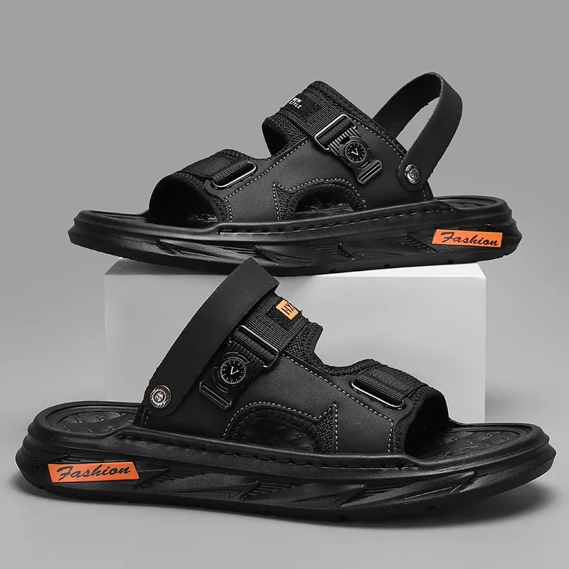 Shiozawa Beach Sandals Men Black/Gray/Khaki-3