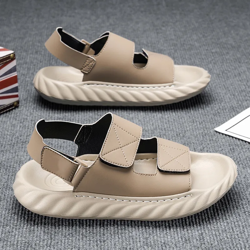 Shiozawa Beach Sandals Men Black Beige-8