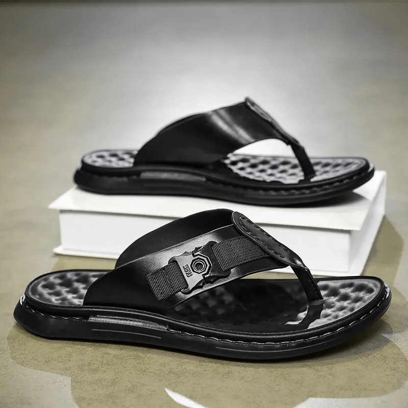 Shiozawa Rubber Sole Stitching Slip Resistant Flip Flops Men's-1