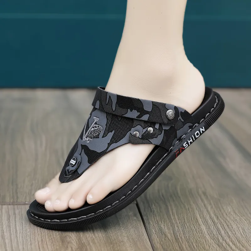 Shiozawa Rubber Sole Stitching Abrasion Resistant Slip Resistant Quick Dry Flip Flops Men's-1