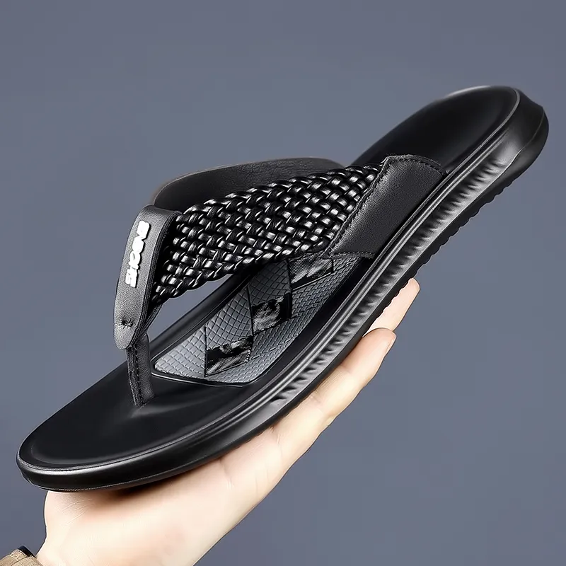 Shiozawa Stitching Quick Dry Flip Flops Men's Black-3