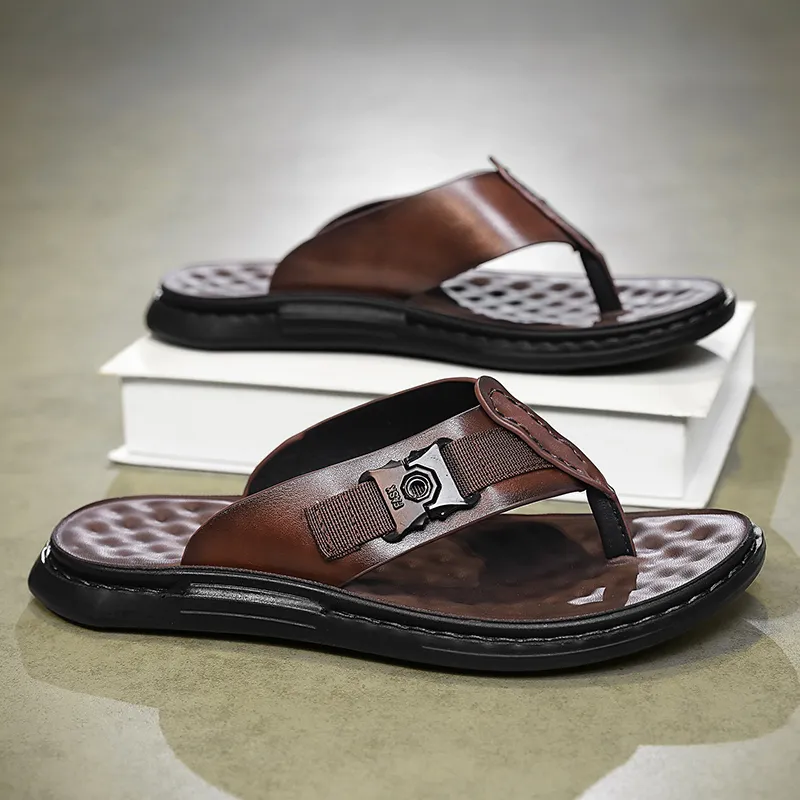 Shiozawa Rubber Sole Stitching Slip Resistant Flip Flops Men's-5