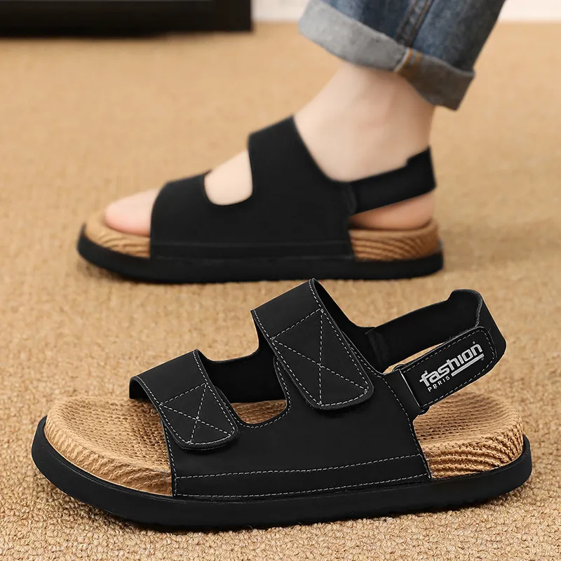 Shiozawa Beach Sandals Men Black, Yellow-3