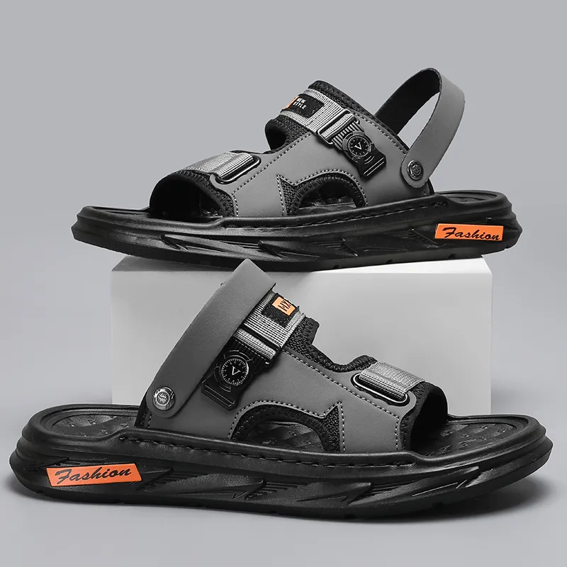 Shiozawa Beach Sandals Men Black/Gray/Khaki-7