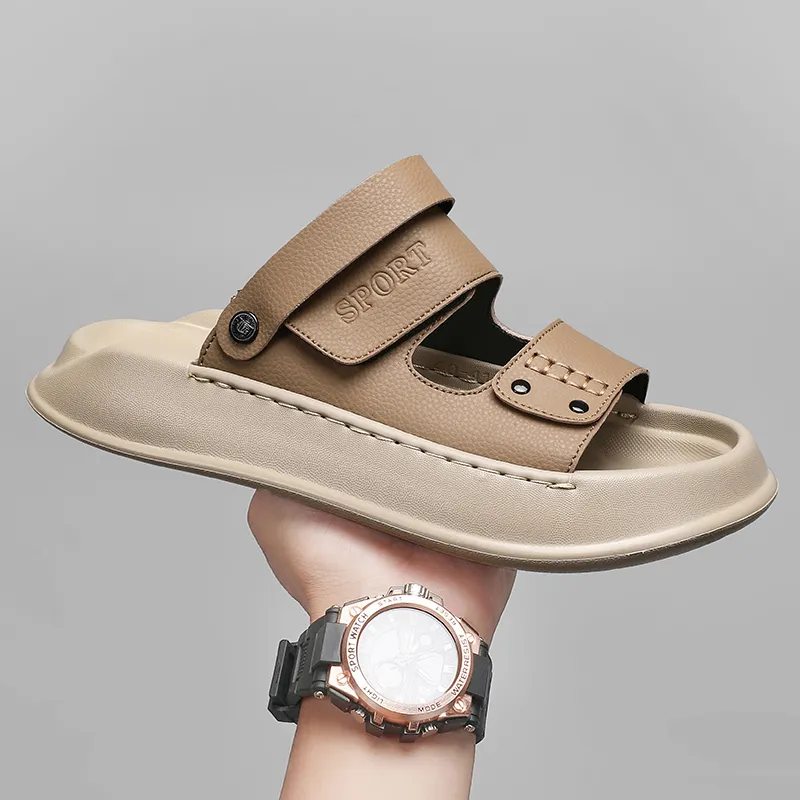 Shiozawa Beach Sandals Men Black Khaki-6
