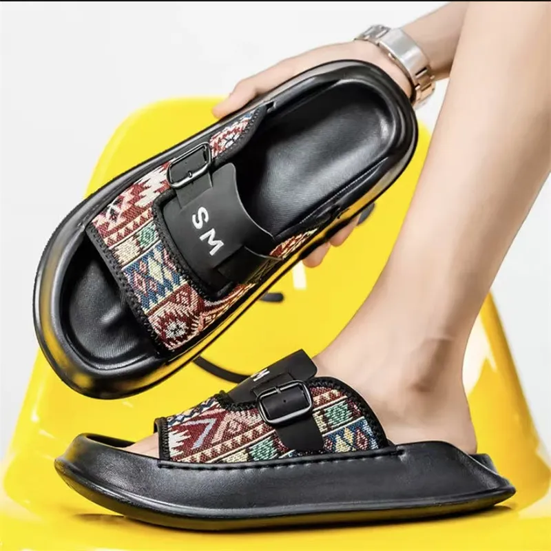 Shiozawa Rubber Sole Stitching Abrasion Resistant Slide Slippers Men's-3
