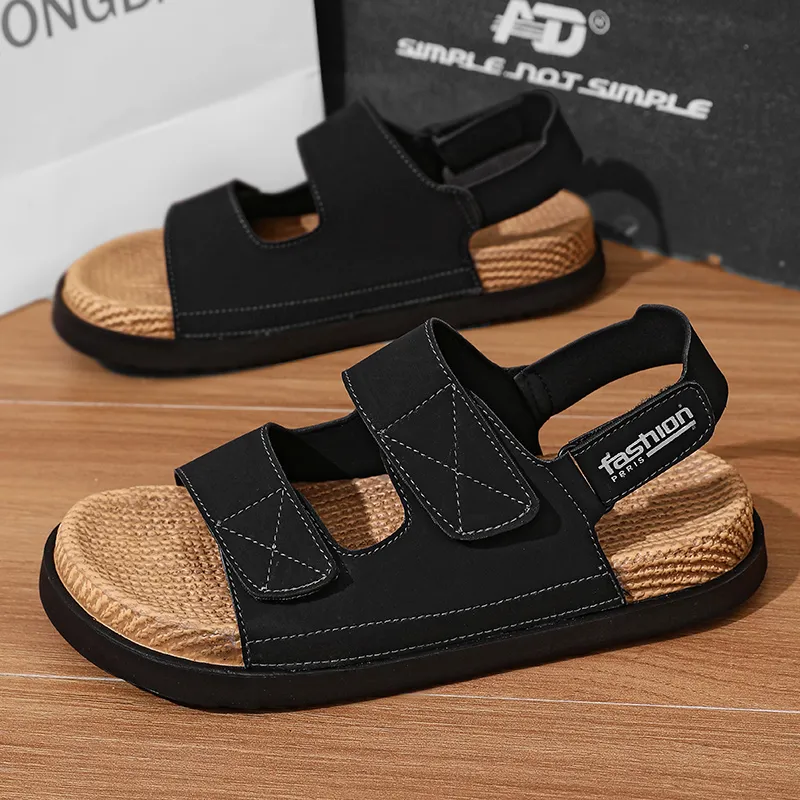 Shiozawa Beach Sandals Men Black, Yellow-1
