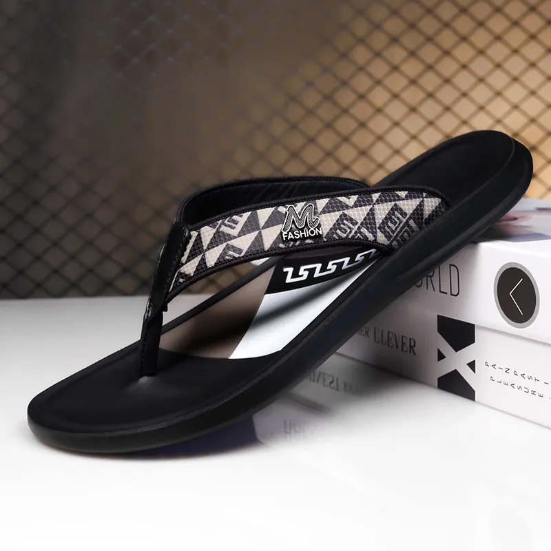 Shiozawa Stitching Quick Dry Flip Flops Men's Black-5