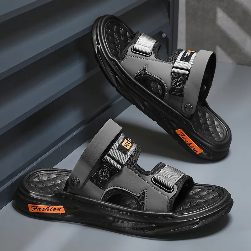 Shiozawa Beach Sandals Men Black/Gray/Khaki-6