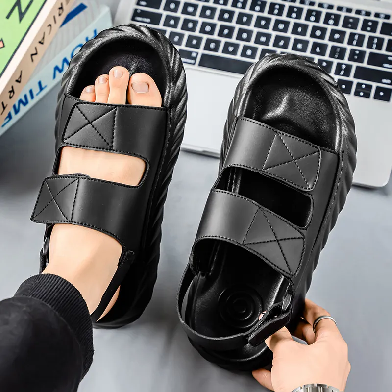 Shiozawa Beach Sandals Men Black Beige-3