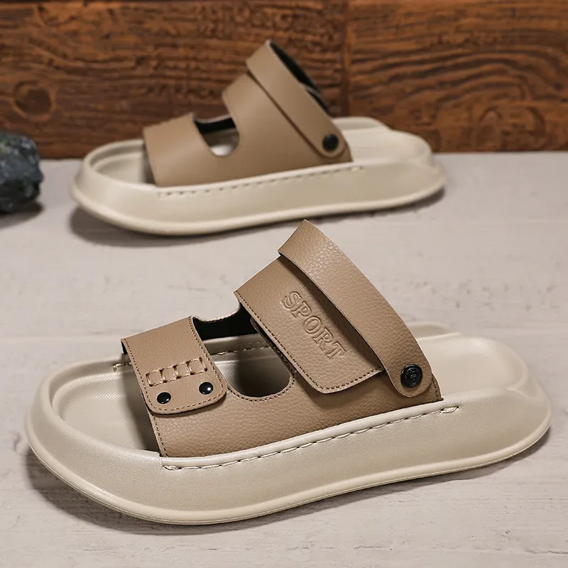 Shiozawa Beach Sandals Men Black Khaki-7