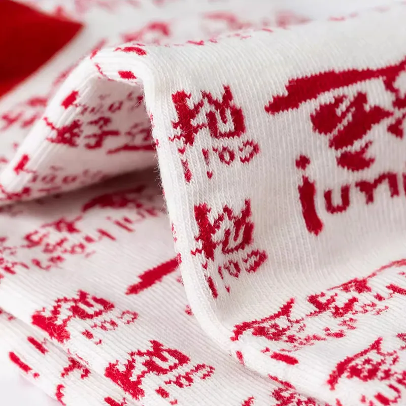 Duanmei Mid Calf Socks Fall And Winter Unisex 3 Pack Red-26