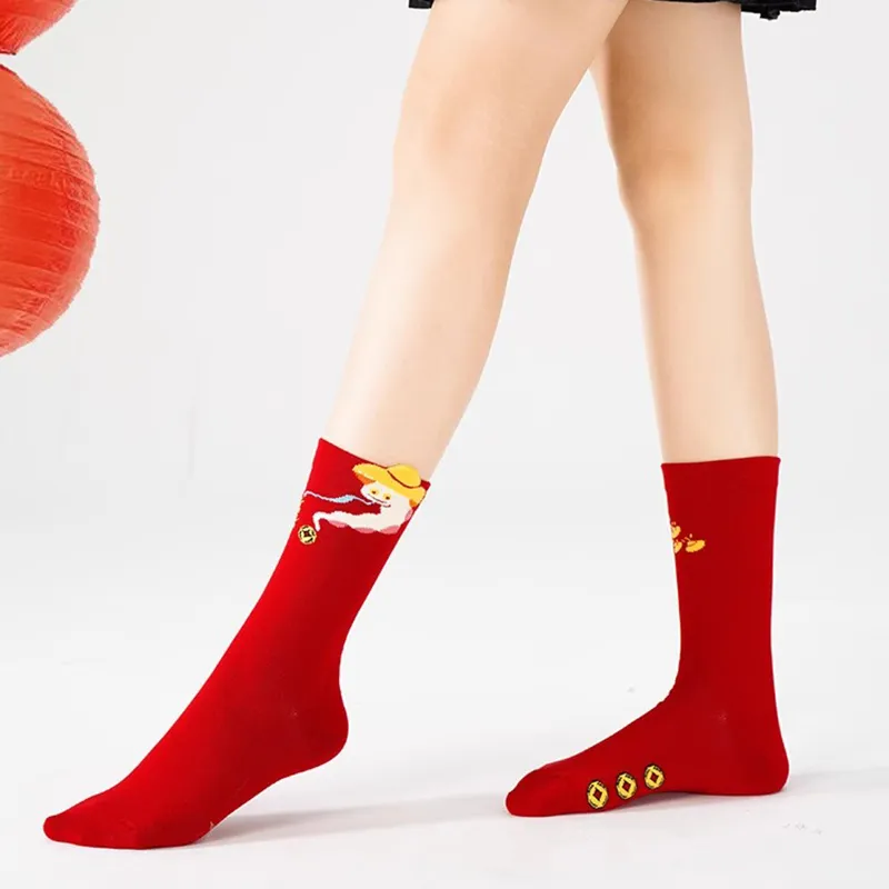 Duanmei Mid Calf Socks Fall And Winter Unisex 3 Pack Red-2