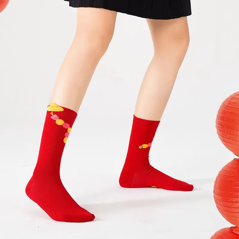 Duanmei Mid Calf Socks Fall And Winter Unisex 3 Pack Red-53