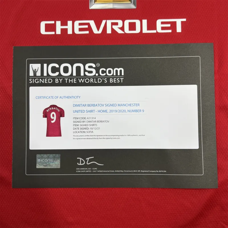 ICONS.com Manchester United Jersey Includes Certification Certificate Not Framed-2