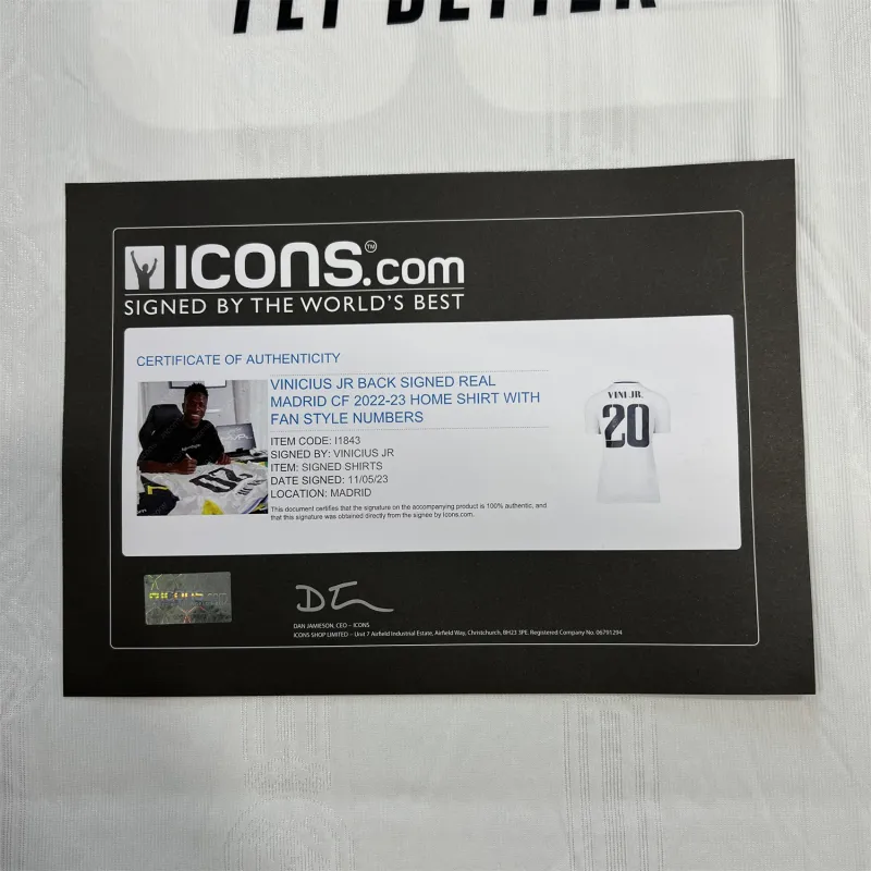 ICONS.com Vinicius Jersey Includes Certification Certificate Not Framed Unisex-4